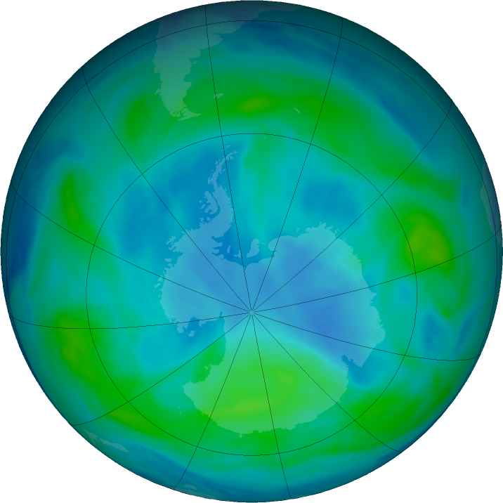 Antarctic ozone map for 04 March 2017